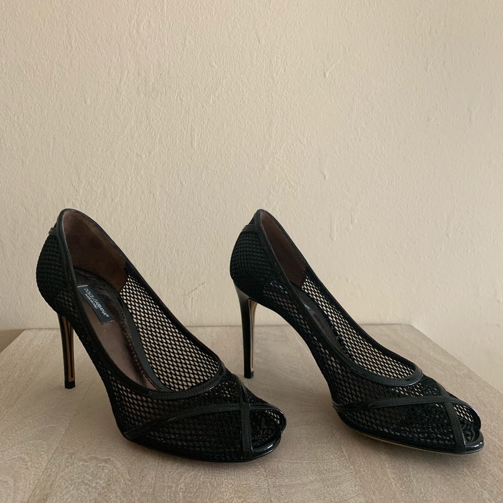 Dolce and Gabbana black net shoes